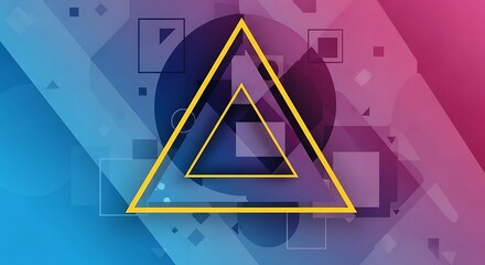 Geometric Triangle Shapes with Neon Outline.