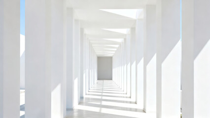 Obraz premium White Minimalist Perspective Corridor 3D Scene