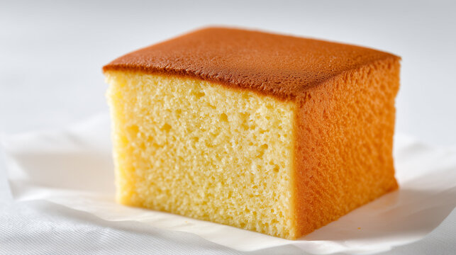 soft sponge cake slice, castella cake, fluffy yellow sponge cake
