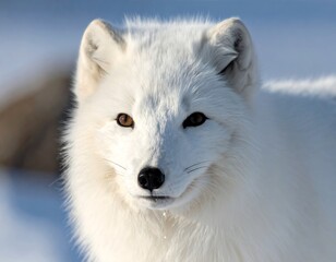 Naklejka premium Close-up of a white arctic animal, showcasing piercing gaze