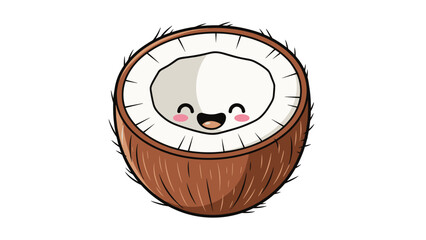 Cartoon Coconut with Happy Face Illustration.