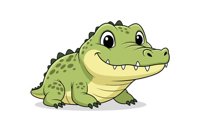Cartoon Crocodile with Sharp Teeth Smiling.
