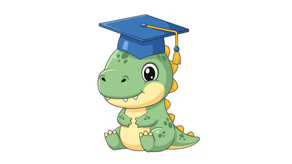 Cartoon Dinosaur Wearing Graduation Cap 1.