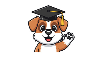 Cartoon Dog Wearing Graduation Cap 1.