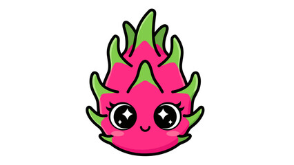 Cartoon Dragon Fruit Character Smiling Face.
