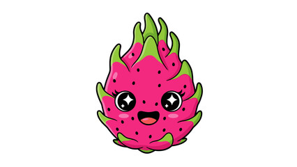 Cartoon Dragon Fruit Character Illustration.