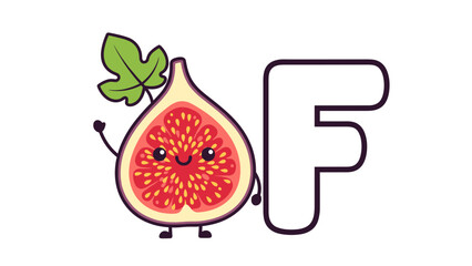 Cartoon Fig Character with Letter F.