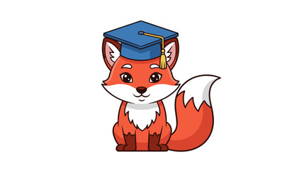 Cartoon Fox Wearing Graduation Cap Illustration 1.