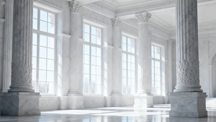 White Marble Colonnade Classical Luxury Interior Photography