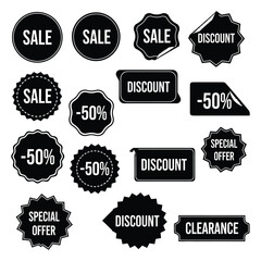 Obraz premium Collection of sale and discount labels isolated on white background