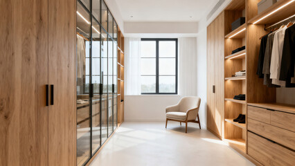 Modern Wabi-Sabi Style Wooden Cloakroom Space Photography