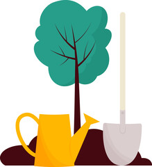gardening illustration with tree