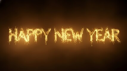 Fiery Happy New Year Text Festive Celebration Background