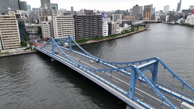 Eitai Bridge over Sumida River, Tokyo cityscape