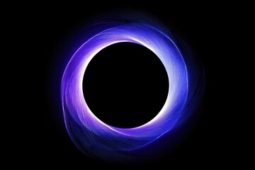 Ring of blue and violet light trails surrounding a dark central circle