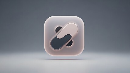 A glossy 3D security icon featuring a creative glowing symbol and keyhole on a chrome metal background for web business information and internet communication