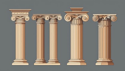 Obraz premium Four ornate columns showcasing classic architectural design and details.