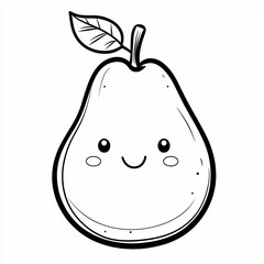 Obraz premium Smiling fruit pear illustration with bold outlines and a friendly expression.