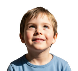 Smiling child portrait natural light joyful mood isolated on transparent background