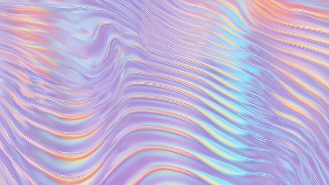 Ethereal, wavy surface with holographic sheen and pastel hues
