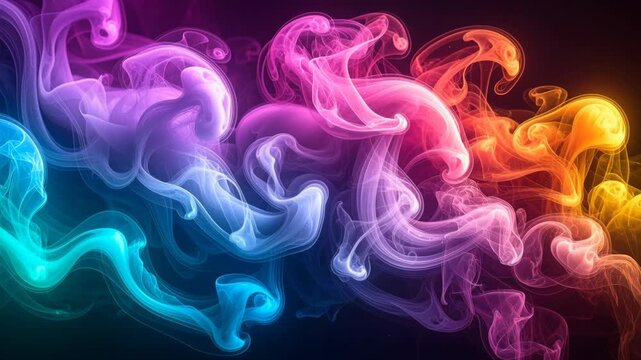 Colorful smoke plumes swirling creating vibrant abstract background.