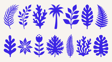 Vector simple minimal illustrations with wavy groovy hand drawn naive flowers and plants for floral botanic design templates frames and modern wall art