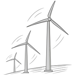 Wind turbines captured mid rotation with subtle motion lines © MST RAMIJA