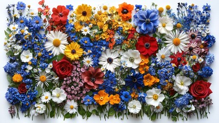 Varied colorful array of vibrant floral arrangement