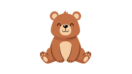 Obraz premium Cute Cartoon Brown Bear Sitting Down 1.