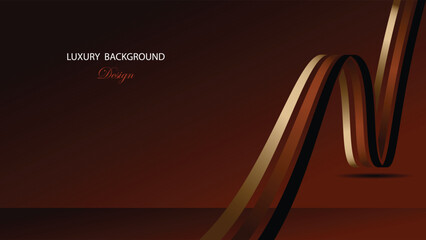 Dark brown abstract background vector design. Luxury brown background with line and ribbon decoration. Suit for banner, award, certificate and others