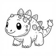 Obraz premium Cartoon Stegosaurus with a friendly face, ready for coloring fun, and play.