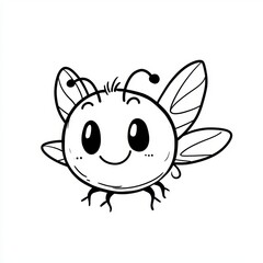 Obraz premium A cute cartoon bee with wings, antennae, and a happy smile on white backdrop.