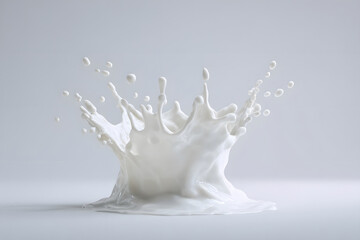 Milk splash creating a dynamic pattern on a white surface during a creative food photography session
