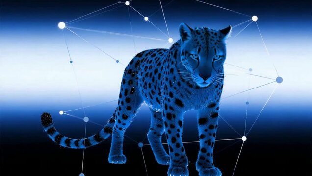 Blue leopard with network pattern