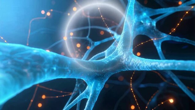 Neuron cell structure with electrical signals