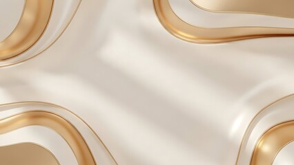 Abstract beige and gold swirling pattern on white background