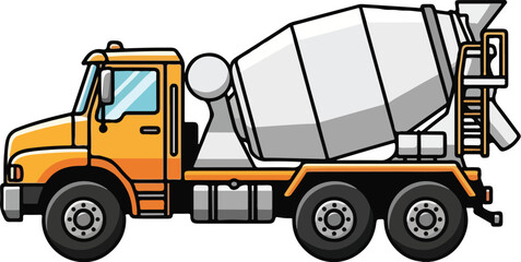 Fototapeta premium Orange Concrete Mixer Truck Illustration