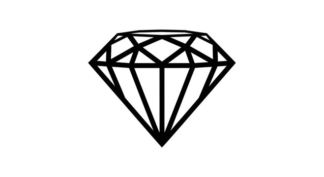 Diamond Icon &ndash; Geometric Gemstone Line Art Vector Symbol
