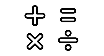 Obraz premium Basic Mathematical Operations Set - Calculator and Arithmetic Symbols Icon