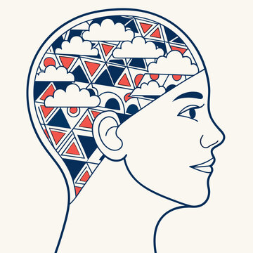 Creative mind with patterned thoughts