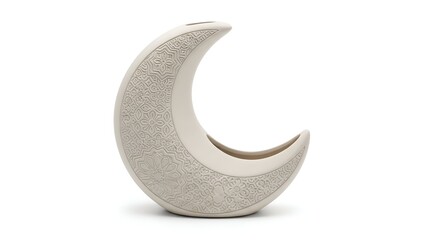 Crescent shaped ceramic vase for Lebaran decoration isolated