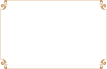 Elegant Gold Ornate Vintage Frame Border with Decorative Corners on Transparent Background. 1475