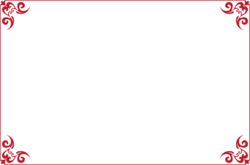 Elegant Red Ornate Vintage Frame Border with Decorative Corners on Transparent Background. 1468