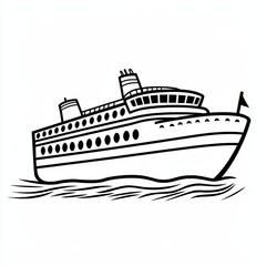 Obraz premium Illustration of a large passenger ship sailing smoothly across the water.