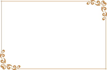 Elegant Gold Ornate Vintage Frame Border with Decorative Corners on Transparent Background. 1472
