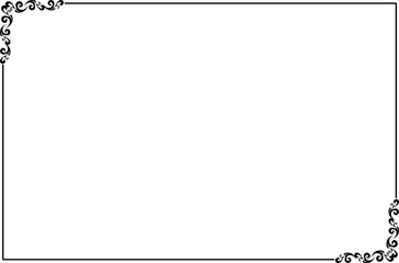 Elegant Black Ornate Vintage Frame Border with Decorative Corners on Transparent Background. 1473