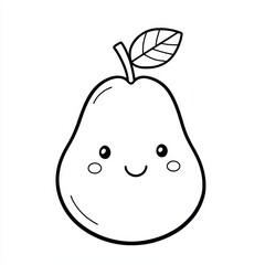 Adorable, smiling pear with a leaf, perfect for coloring and simple joy.