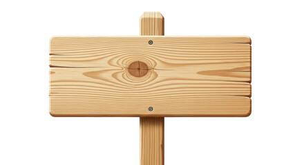 Wooden signboard with a natural finish isolated on transparent background