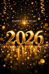 Luxury Happy New Year 2026 Golden Celebration Background