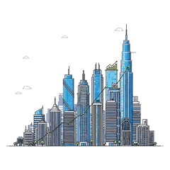 Fototapeta premium Modern Cityscape with Towering Skyscrapers and Urban Landscape View